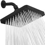 SparkPod Shower Head - High Pressure Rain - Premium Quality Luxury Design - 1-Min Install - Easy Clean Adjustable Replacement for Your Bathroom Shower Heads (Midnight Black Matte, 8 Inch Square)