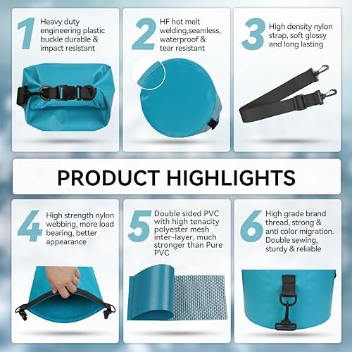 MARCHWAY Floating Waterproof Dry Bag Backpack 5L/10L/20L/30L/40L, Roll Top Sack Keeps Gear Dry for Kayaking, Rafting, Boating, Swimming, Camping, Hiking, Beach, Fishing