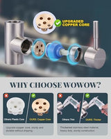 WOWOW Kitchen Faucet with Sprayer, Kitchen Sink Faucet, SUS 304 Stainless Steel, High Arc Single Handle Brushed Nickel Kitchen Faucets with Pull Down Sprayer, Pull Out Kitchen Faucet with Deck Plate