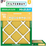 Filterbuy 20x21.5x1 Air Filter MERV 11 Allergen Defense (2-Pack), Pleated HVAC AC Furnace Air Filters Replacement (Actual Size: 19.88 x 21.50 x 0.75 Inches)