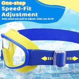 Vvinca Kids Goggles with Comfort Fabric Strap, Kids Swim Goggles Wide View Anti-Fog/UV No Leaking Swimming Goggles for 3-14