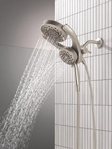 Delta Faucet 5-Setting HydroRain 2-in-1 Dual Shower Head with ProClean Spray, Satin Nickel Round Shower Head with Hose, Hand Held Shower Head, Satin Nickel 75419SN