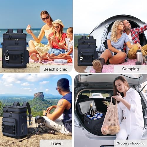 48Cans Large Cooler Backpack, Leakproof Insulated Backpack Cooler for Men & Women, Waterproof, 30L, Dark Blue