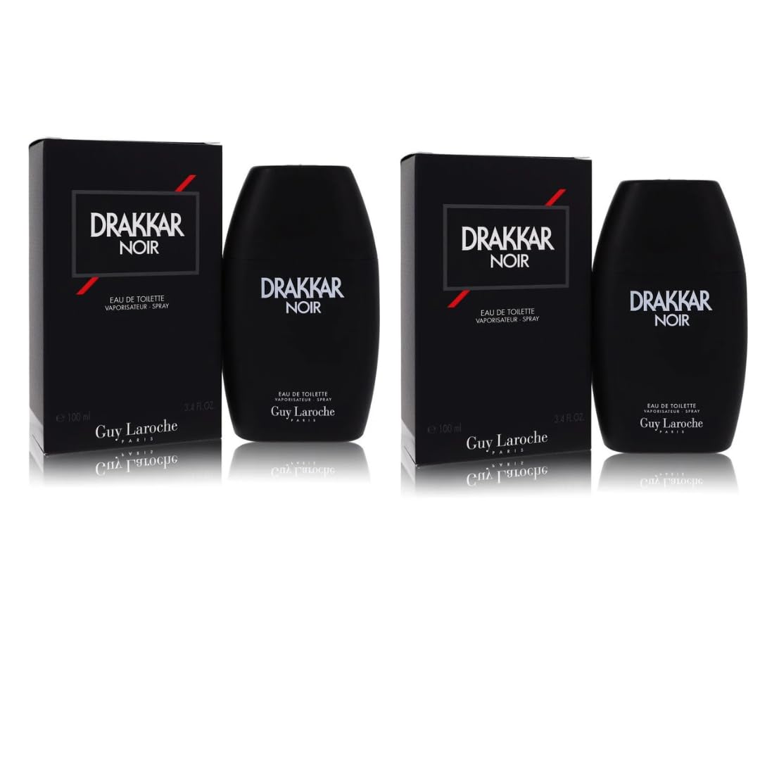 Drakkar Noir Eau de Toilette Spray for Men, Long-Lasting Bold & Masculine Cologne, Perfect for Day and Evening Wear, 2-Pack, 3.4 fl oz Bottles Each - Classic Woody & Spicy Fragrance