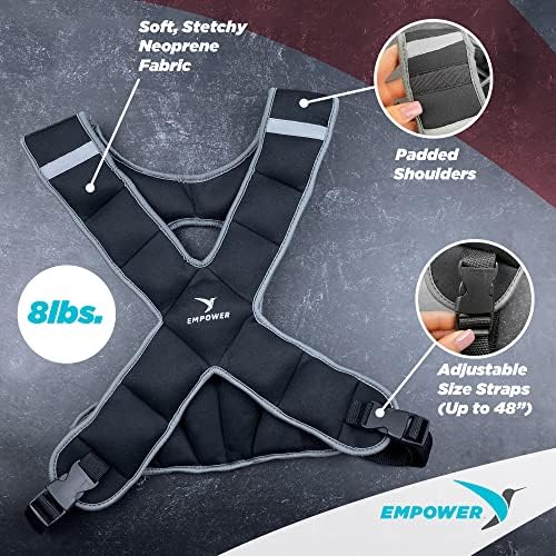 Empower Weighted Walking Vest for Women – Strengthen Muscles, Boost Bone Health, and Burn More Calories (fixed 8lbs, adjustable 4-10lbs or 10-16lbs)