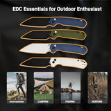 CJRB Pyrite-Light Pocket Knife, Folding Knife with 3.34'' AR-RPM9 Steel Blade EDC Knife with Pocket Clip, Pocket Knife for Men Women Sharp Camping Hiking Survival J1945 Blue Stonewash