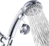 High Pressure 6 Setting Shower Head Hand-Held with ON/OFF Switch and Spa Spray Mode - Hand Held Shower Head with Handheld Spray - Shower Head with Hose - Chrome