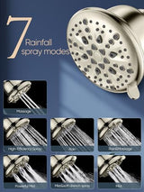 Cobbe Filtered Shower Head, 7 Modes High Pressure Shower Heads - 16 Stage Shower Head Filter for Hard Water for Remove Chlorine and Harmful Substances (Elegant Brushed Nickel, 5 Inch Round)