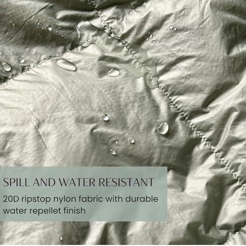 Down Camping Blanket with Footbox - Packable Warm Puffy Lightweight Camp Quilt - Water Resistant for Backpacking Hiking Travel – Compact Outdoor Throw Sleeping Blanket with Bag - 52x77