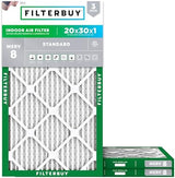 Filterbuy 20x30x1 Air Filter MERV 8 Dust Defense (3-Pack), Pleated HVAC AC Furnace Air Filters Replacement (Actual Size: 19.63 x 29.63 x 0.75 Inches)