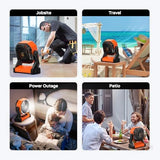 Battery Operated Camping Fan, 20000mAh Rechargeable Portable Fan, 4 Speed Outdoor Fan with LED Light and Hook for Tent Car Travel Jobsite Fishing Outdoor Hurricane Power Outage