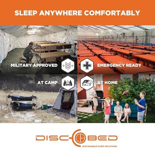 Disc-O-Bed Large Outdoor Convertible 2 Person Bench and Double Camping Cot Portable Bed Bunk System for Adults, Navy