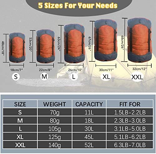 Frelaxy Compression Sack, Ultralight Sleeping Bag Stuff Sack, 40% More Storage! 11L/18L/30L/45L/52L, Compression Stuff Sack - Space Saving Gear for Camping, Hiking, Backpacking