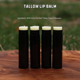 Beef Tallow Lip Balm 100% Grass Fed & Organic, Animal Based Skincare, Carnivore Beauty, Natural Hydrating (4 Pack), Black