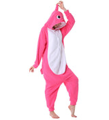 dressfan Animal Shark Onesie Cosplay Costume Christmas Halloween Pajamas for Unisex Adults Teens Kids Rose M