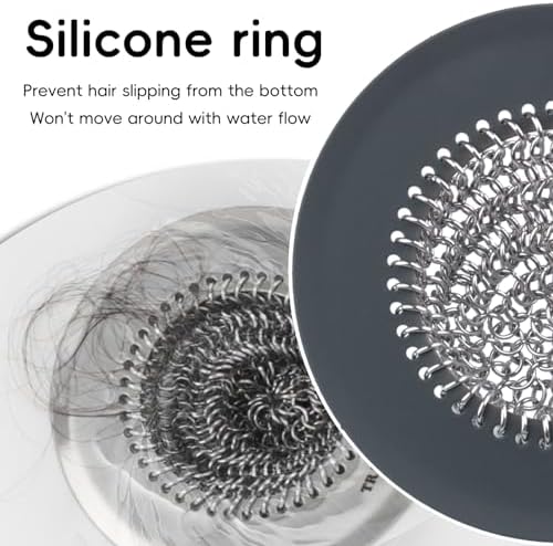 Drain Hair Catcher for Shower & Kitchen Sink - Patented Stainless Steel Bathtub Drain Hair Trap Strainer, Easy Clean, Prevents Clogs in Bath Tub, Sink Drains (2 Pack)