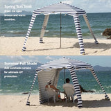 Beach Cabana - 6FT Beach Umbrella with UPF 100+ UV Protection & Sunshade Curtain - Waterproof Tent - Portable Shade, Easy to Set Up, Perfect for Family & Friends, Navy Blue