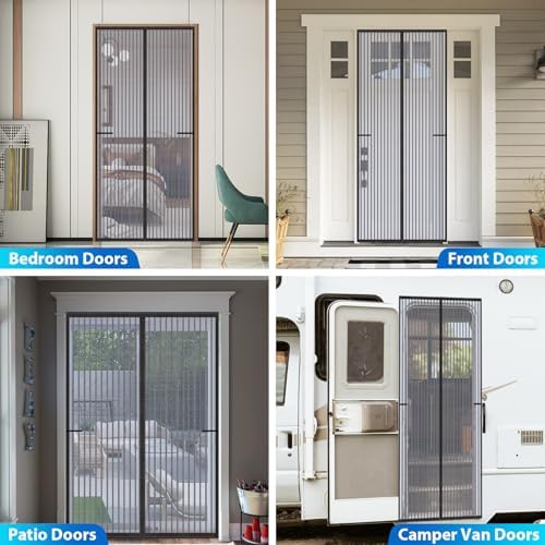 Heavy Duty Door Screen Magnetic Closure, LOVIGA Thickened Fiberglass Screen Door Mesh, Self Sealing, Tear Resistant, Easy Assemble, Fine Mesh Keep Bugs Out Fit Door Size 34 Inch X 80 Inch
