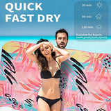 2 Pack Lightweight Thin Beach Towel Oversized 71"x32" Big Extra Large Microfiber Sand Free Towels for Adult Quick Dry Travel Camping Beach Accessories Vacation Essential Gift Black Mandala Pink Leaf