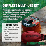 FORESTER Arborist Throw Line Kit - Ultra Slick 100% Polyester Rope with Weighted Throw Bag | Forestry Tree Gear for Low and High Limb Throwing | 3/16 Inch Thick Rope