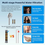 Hibbent All Metal 12'' Dual Filtered Rainfall Shower Head Combo, High Pressure Handheld Shower Head with 12'' Adjustable Curved Extension Arm, 20 Stage Shower Filter, 10-spray, 71'' Hose, Chrome