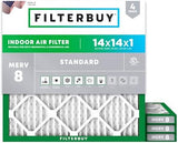 Filterbuy 14x14x1 Air Filter MERV 8 Dust Defense (4-Pack), Pleated HVAC AC Furnace Air Filters Replacement (Actual Size: 13.75 x 13.75 x 0.75 Inches)