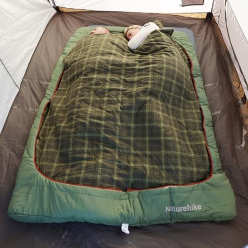 Naturehike 0 Degree and 40 Degree Flannel Two Person Sleeping Bag with Pillows for Adults, Couples & Family, Doublewide Double Sleeping Bag 2 Person for All Seasons Camping Hiking Backpacking