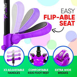 Hurtle 3-Wheeled Scooter for Kids - Wheel LED Lights, Adjustable Lean-to-Steer Handlebar, and Foldable Seat - Sit or Stand Ride with Brake for Boys and Girls Ages 1-14 Years Old