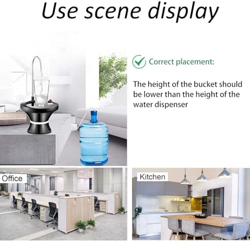 Drinking Water Dispenser Pump, Automatic Electric Drinking Water Bottle Pump for 2-5 Gallon Water Jugs, USB Rechargeable with 2 Switch Control, Stable and Portable for Home, Kitchen, Office, Camping