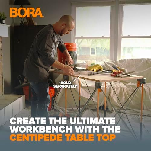 Bora Centipede 2 ft. L x 4 ft. W x 2.5 ft. H Folding Work Table Steel 1500 lb. capacity Gray/Yellow