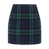 Kinghua Green Plaid Skirt Christmas Dresses for Women 2025 Winter Clothes Outfits Wool Tartan Flannel Tweed Mini Skirt (Green, L)