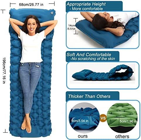 covacure Sleeping Pad for Camping - Ultralight Self-Inflating Camping Pad Mat with Built-in Foot Pump, Durable & Waterproof Camping Air Mattress for Hiking