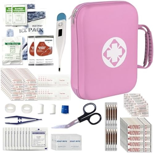 Portable-Home First-Aid Emergency-Kit Car-Travel - 299Pcs Urgent Basic First Aid Set Earthquake Emergency Kit Outdoor Backpacking Gear for Hiking Office Pink YIDERBO