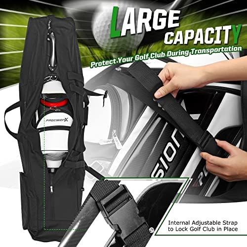 Golf Travel Bags for Airlines with Adjustable Support Rod and Detachable Shoulder Straps, Soft Foldable Golf Club Travel Covers, 900D Heavy Duty Oxford -Universal Size