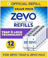 Zevo Flying Insect Refills for Indoor Light Trap: 12 Light Trap Refill Cartridges Capture Fruit Flies, Gnats and Houseflies (12 Cartridges)