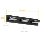 SineRise LED Modern Bathroom Vanity Light Fixtures, Modern Acrylic Bathroom Wall Lighting Fixtures Over Mirror (Cool White 6000K) (3-Light, 24-Inch), Matte Black- Non-dimmable