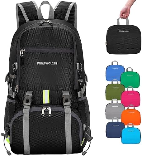 WEREWOLVES 20/35L Lightweight Hiking Backpack, Ultralight Water Resistant Packable Daypack for Women Men