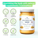TrueSeaMoss Wildcrafted Irish Sea Moss Gel –7 Flavors- Nutritious Organic Raw Seamoss Rich in Minerals, Proteins & Vitamins – Antioxidant Health Supplement, Vegan Made in USA (Mango/Pineapple, 1)