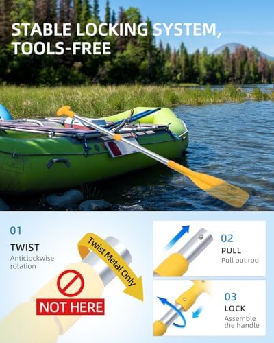 OCEANBROAD Telescoping Emergency Paddle 21''-42''/26''-54'' Aluminium Shaft for Kayaing Boating Canoeing River Tubing