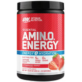 Optimum Nutrition Amino Energy Powder Plus Hydration, with BCAA, Electrolytes, and Caffeine, Strawberry Burst, 30 Servings (Packaging May Vary)