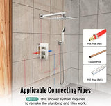 SR SUN RISE Shower Faucet Set Bathroom Square Rain Shower Head with Handheld Spray Wall Mounted Rainfall Shower Fixtures Brushed Nickel Shower Faucet Trim Repair Kits (Contain Shower Valve)10 Inches