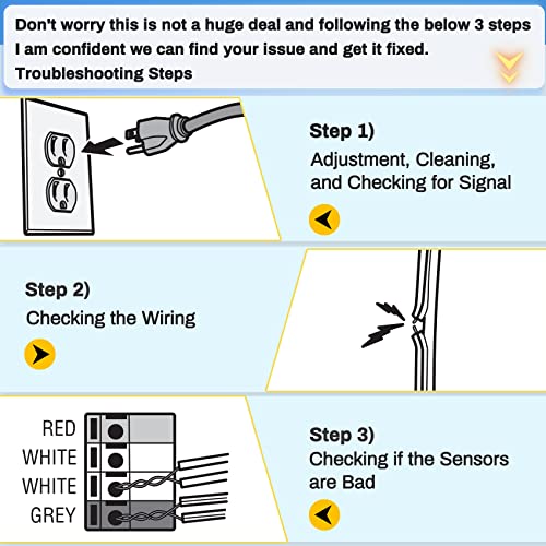 41A5034 Safety Sensor Kit, Replacement for Craftsman/Chamberlain/Liftmaster Garage Door Sensor, Compatible with Liftmaster/Chamberlain/Craftsman Garage Door openers Made After 1997