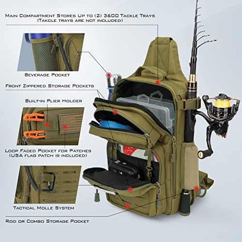 KastKing BlowBak Tactical Fishing Sling Tackle Bag - Lightweight Fishing Backpack - Storage for Gear and Equipment - Gift for Men