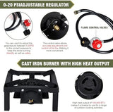 BESTFIRE Propane Burner,100,000 BTUs High Pressure Single Propane Stove with 4.1ft 0-20Psi Adjustable Hose with Regulator,Gas Stove for Outdoor Cooking, Turkey Fry, Seafood Boil