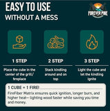 Fire Starter Cubes, 160 pcs - Easy BBQ Ignition - Natural, Waterproof & Odorless Firestarter Squares for Campfire, Charcoal Grill, Outdoor Fire Pit, Wood Stove, Fireplace, Logs - Camping Essentials