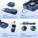 Upgraded WINKIZA 2 Burner Propane Camping Stove with Grill, Foldable Camp Stove with 16,000 BTU, Two Adjustable Burners with Piezo Ignition & Easy Carrying Handle, Portable Stove for Camping, BBQ