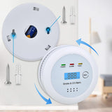 2 in1 Smoke Detector Carbon Monoxide Detector Combo,with LCD Digital Display and Sound Warning Test Button，Battery Powered，Easy Installation, for Home, Bedroom, Kitchen (1PACK)