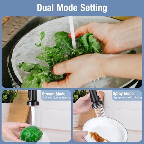 DJS Kitchen Faucets with Pull Down Sprayer Oil Rubbed Bronze -【High Arc】 Single Handle 1 or 3 Holes Spring Kitchen Sink Faucet with Deck Plate for Farmhouse RV Vessel Basin