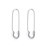 SLUYNZ Solid 925 Sterling Silver Safety Pin Hoop Earrings for Women Teen Girls Minimalist 1.4" Hoop Earrings Dangle (A-Silver)