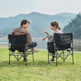 EVER ADVANCED Camping Directors' Chair with Side Table, Portable Folding with Compact Size, Heavy Duty Lawn Chair with Pocket for Camping, Lawn, Sports and Fishing, 400lbs, Black 2 Pack